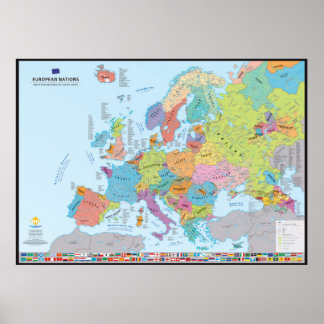 Póster "European Nations" Carte des nations (en anglais)