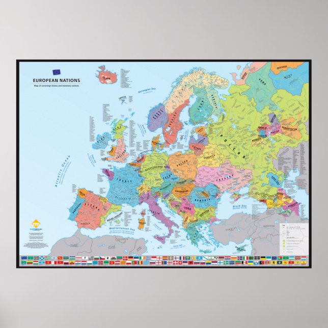 Póster "European Nations" Carte des nations (en anglais) (Frente)