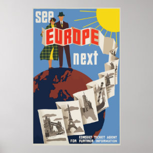 Póster Eurpean Vintage Travel Poster