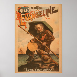 Póster Evangeline hermoso "pescador solitario " del arroz