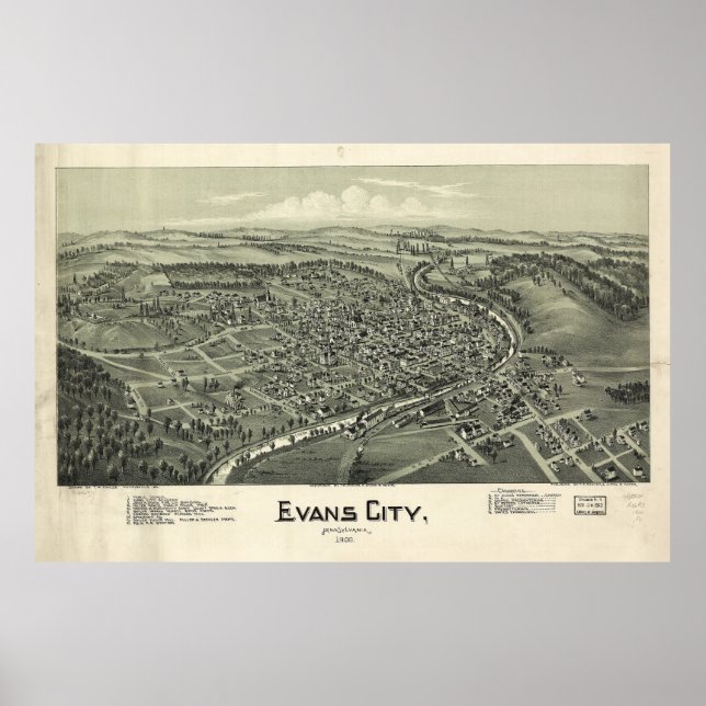 Póster Evans City, Pennsylvania (1900) (Frente)