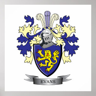 Póster Evans Family Crest Coat of Arms