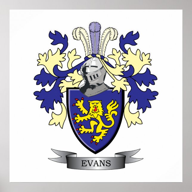Póster Evans Family Crest Coat of Arms (Frente)