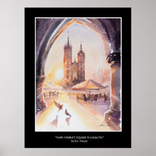 Póster EVE Pintó el casco antiguo de Cracovia