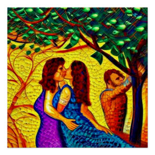 Póster Eve y Amigo con Adam