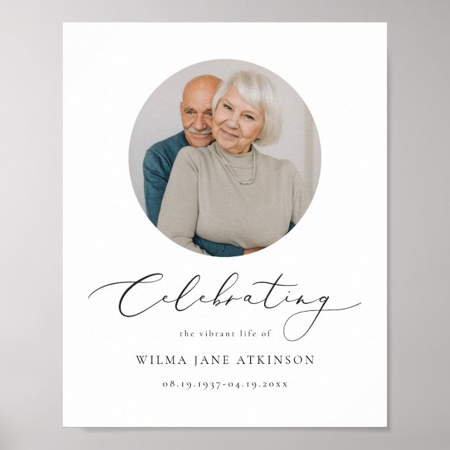 Póster EVELYN Elegante Letra Script Bienvenida Funeral Me (Frente)