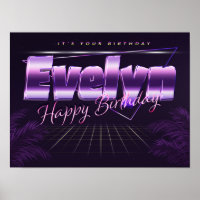 Evelyn Name Vorname lila retro Poster Geburtstag