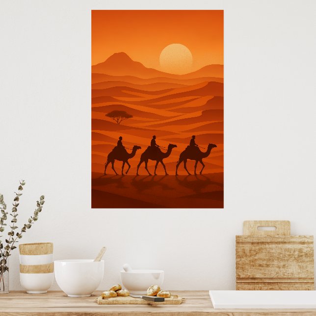 Póster "Evening Caravan | Desert Silhouette Wall Art (Cocina)