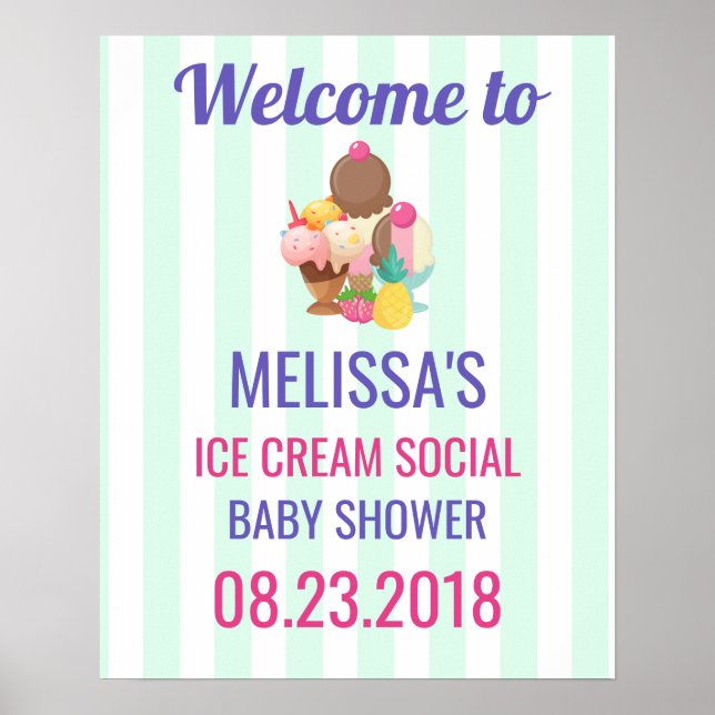 Póster Evento de Baby Shower social de Ice Cream (Frente)