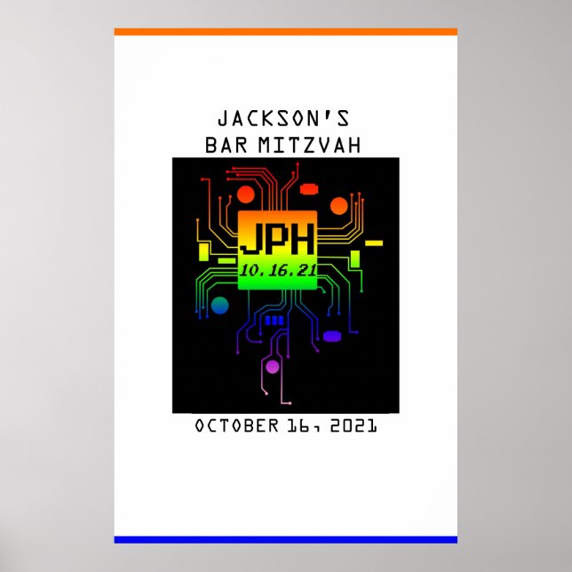 Póster Evento de Bar Mitzvah Logotipo Personalizado (Frente)