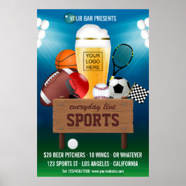 Póster Evento de barra deportiva Promo añadir logo Anunci