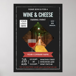 Póster Evento de emparejamiento de vino y queso agregar f