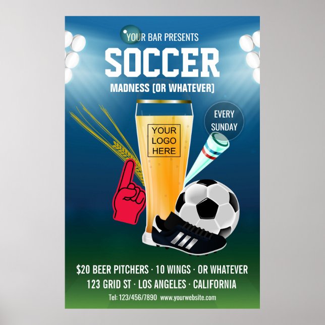 Póster Evento de fútbol de bar agregar logo (Frente)