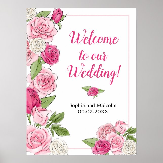 Póster Evento especial de Fiesta de Rosas de acuarela (Frente)