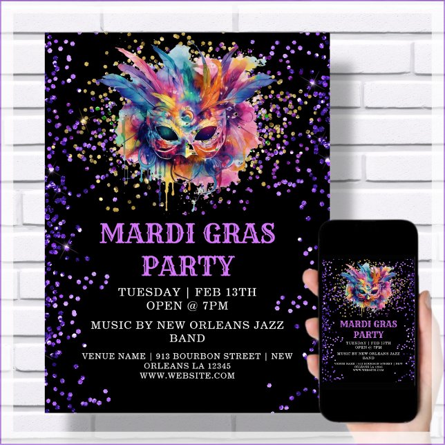 Póster Evento Purpurina Fiesta Mardi Gras (Subido por el creador)