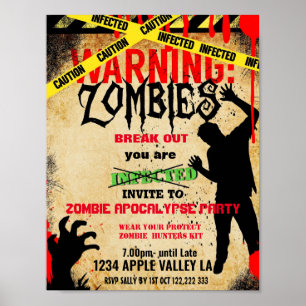 Póster evento temático de zombie fiesta
