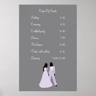 Póster Eventos de dos novias Boda (Lilac y Gray)
