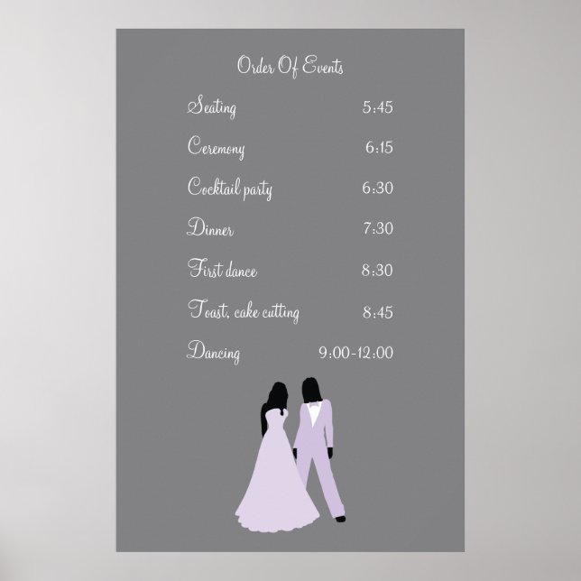 Póster Eventos de dos novias Boda (Lilac y Gray) (Frente)