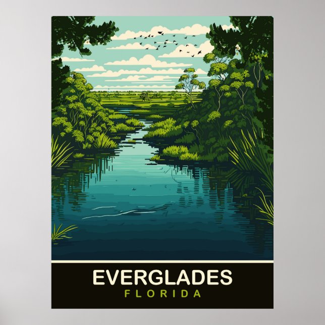 Póster Everglades, Florida, Viajes (Frente)