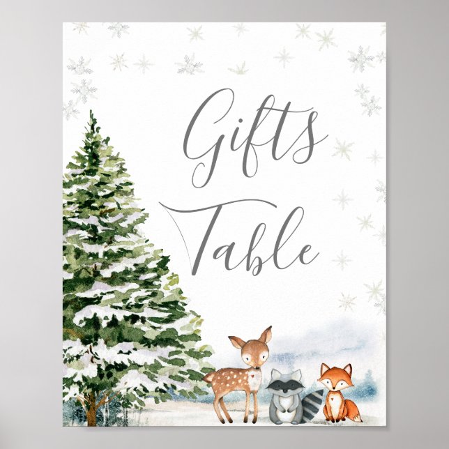 Póster Evergreen Animal Winter Onederland Gifts Table (Frente)