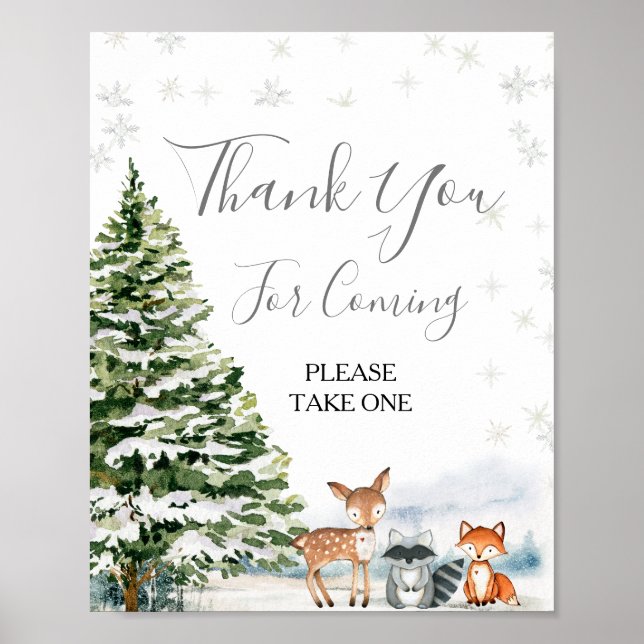 Póster Evergreen Animal Winter Onederland Gracias (Frente)