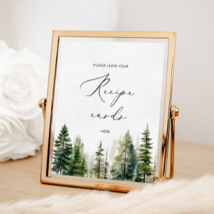 Póster Evergreen elegante deja su tarjeta de recetas aquí