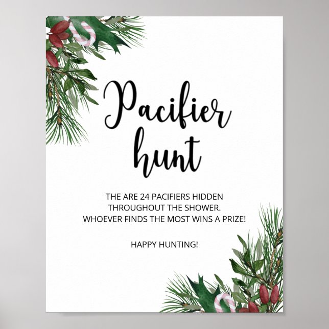 Póster Evergreen pacifier caza juego de ducha de bebé (Frente)