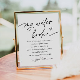 Póster EVERLEIGH My Water Broke Baby Shower Game Rótulo