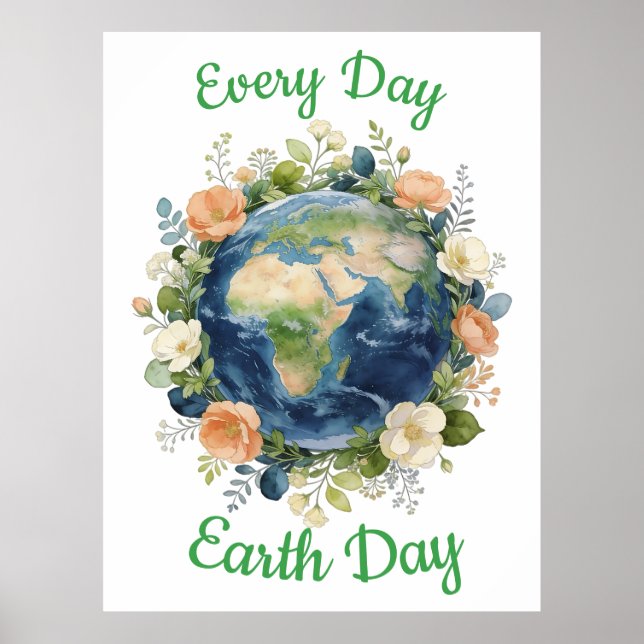 Póster Every Day Earth Day Floral Wreath Earth (Frente)