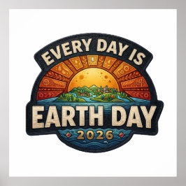 Póster Every Day is Earth Day 2026 | Eco Badge Design