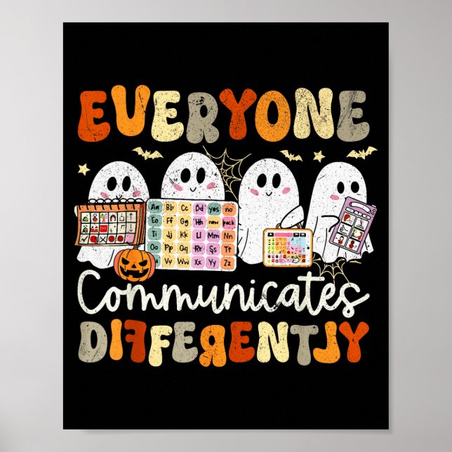 Póster Everyone Communicates Differently Halloween Slp Sp (Frente)