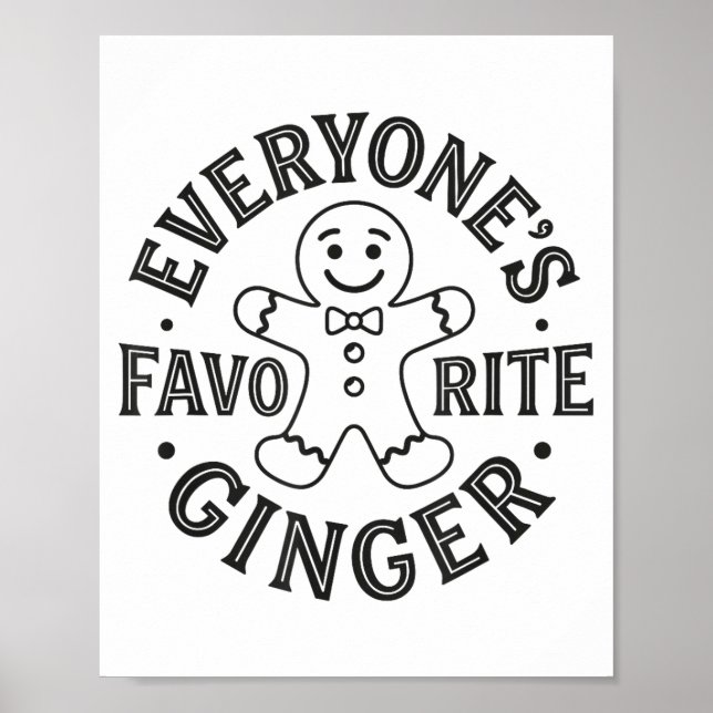 Póster Everyone's Favorite Ginger T Funny Gingerbread Man (Frente)