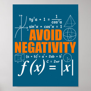 Póster Evita la Negatividad Divertida Matemáticas Matemát