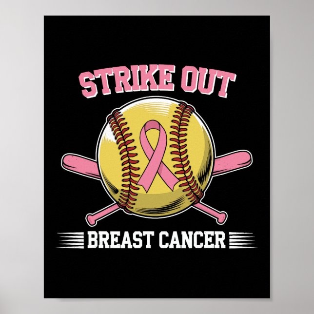 Póster Evitar el cáncer de mama Softball Combatir la toma (Frente)