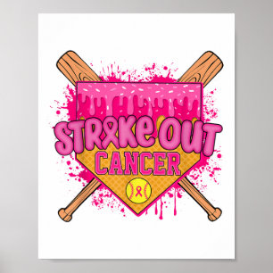 Póster Evite el cáncer de mama Guerrero del softball Drip