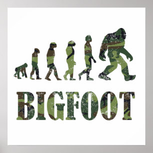 Póster Evolución apenada de Bigfoot del camuflaje