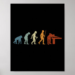 Póster Evolución Billiard Jugador Retro Vintage
