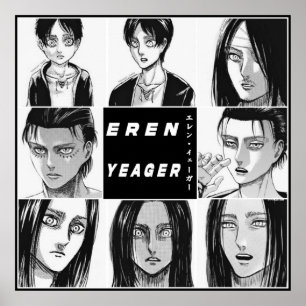 Póster Evolución de Anime Eren Yeager SnK