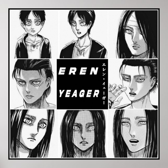 Póster Evolución de Anime Eren Yeager SnK (Frente)