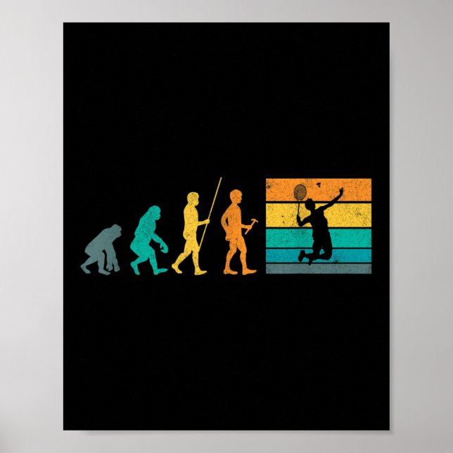 Póster Evolución de bádminton vintage lanzadera retro bád (Frente)