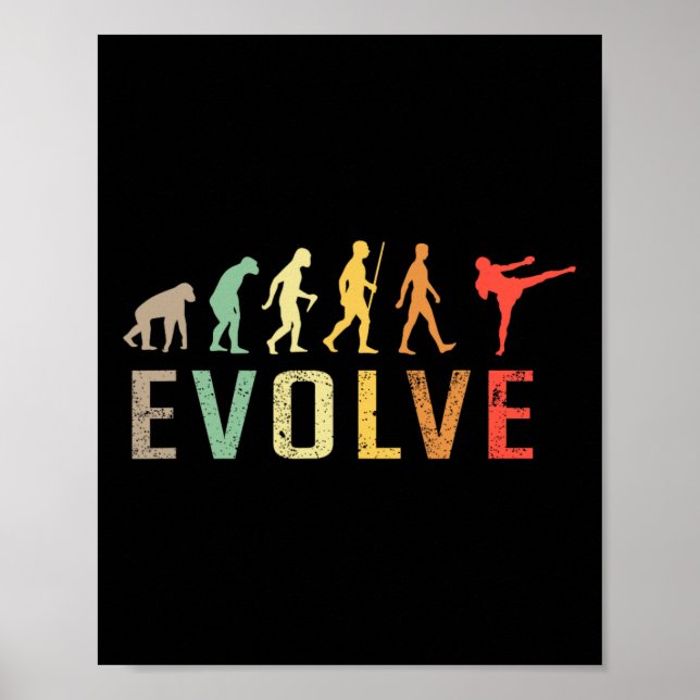 Póster Evolución de Kickboxing Muay-thai Diseño Divertido (Frente)