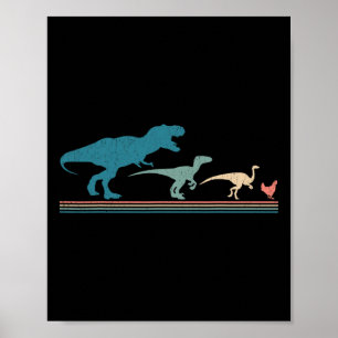 Póster Evolución de pollo de dinosaurio divertido vintage