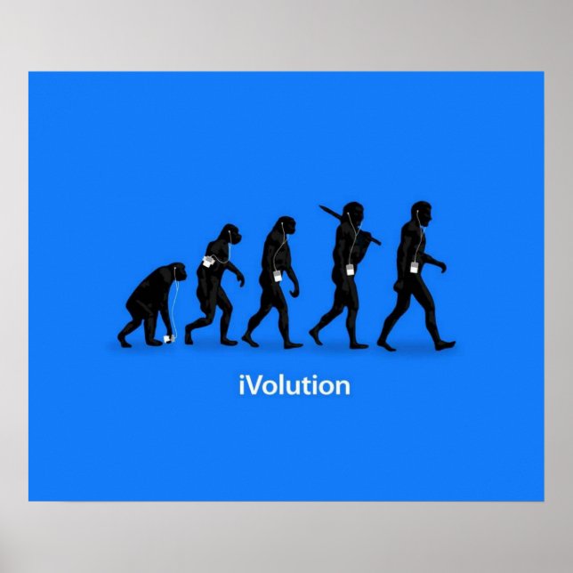 Póster Evolución de simio a hombre con iPod (Frente)