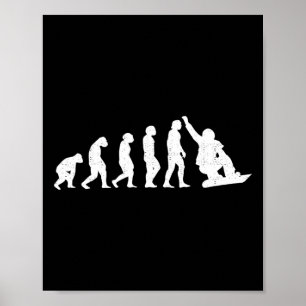 Póster Evolución De Snowboard Del Mono Del Hombre De Boar