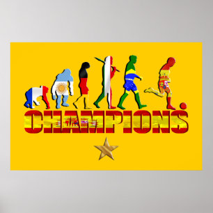 Póster Evolución del campeón mundial de fútbol español
