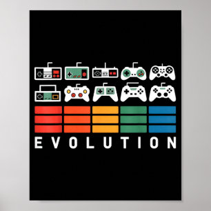 Póster Evolución del Controlador de Videojuegos 80s 90s R