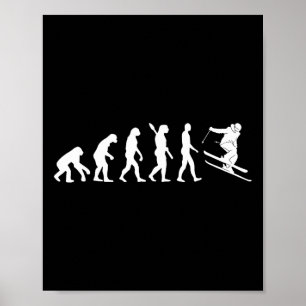 Póster Evolución del esquí divertido esquiador esquí libr