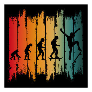 Póster Evolución del patinador de skateboarding