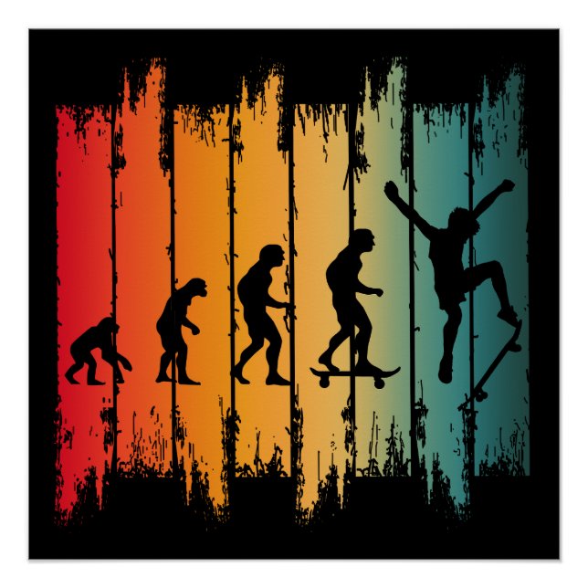 Póster Evolución del patinador de skateboarding (Anverso)