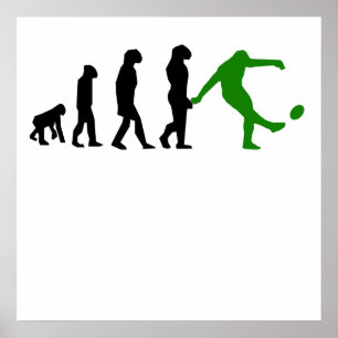 Póster Evolución del retroceso del rugbi (verde)